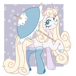 Size: 1280x1280 | Tagged: safe, artist:lynesssan, imported from derpibooru, oc, oc:snow white, pony, unicorn, clothes, female, mare, socks, solo, umbrella