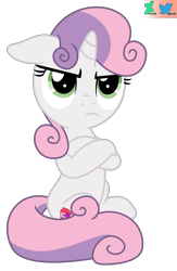 Size: 2000x3067 | Tagged: safe, artist:kuren247, imported from derpibooru, sweetie belle, pony, unicorn, angry, crossed arms, cute, disappointed, disapproval, female, filly, floppy ears, foal, madorable, pouting, show accurate, simple background, sitting, solo, sweetie belle is not amused, the cmc's cutie marks, transparent background, unamused, vector