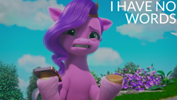 Size: 1920x1080 | Tagged: safe, edit, edited screencap, editor:quoterific, imported from derpibooru, screencap, pipp petals, pegasus, pony, spoiler:my little pony: make your mark chapter 2, spoiler:myms01e05, cellphone, female, flower, g5, gritted teeth, headband, hoof hold, jewelry, mare, my little pony: make your mark, my little pony: make your mark chapter 2, phone, regalia, smartphone, solo, speechless, teeth, the cutie mark mix-up, underhoof