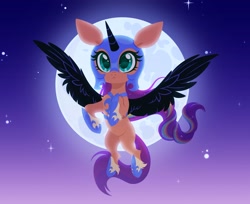Size: 3673x3000 | Tagged: safe, artist:belka-sempai, imported from derpibooru, nightmare moon, sunny starscout, earth pony, pony, spoiler:g5, spoiler:my little pony: tell your tale, spoiler:tyts01e30, clothes, cosplay, costume, fake horn, fake wings, female, flying, g5, mane stripe sunny, mare, moon, my little pony: tell your tale, nightmare moon armor, nightmare night costume, nightmare night party, nightmare sunny, solo