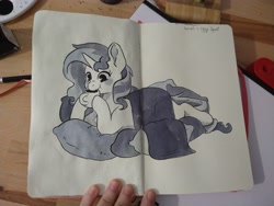 Size: 4000x3000 | Tagged: safe, artist:cutepencilcase, imported from derpibooru, sunset shimmer, pony, unicorn, equestria girls, blanket, coffee, female, high res, lying down, mare, pillow, prone, solo