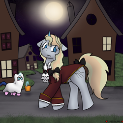 Size: 2048x2048 | Tagged: safe, artist:skydreams, imported from derpibooru, oc, oc only, oc:skydreams, pony, unicorn, clothes, costume, dyed mane, dyed tail, edmond dantes, fake cutie mark, female, ghost costume, halloween, halloween costume, mare, mlp fim's twelfth anniversary, moon, nightmare night, tail, the count of monte cristo