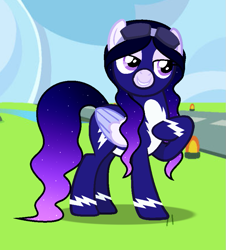 Size: 779x861 | Tagged: safe, artist:astigrads, artist:cindystarlight, imported from derpibooru, oc, oc only, oc:night light star, pegasus, pony, base used, clothes, female, flight suit, mare, solo