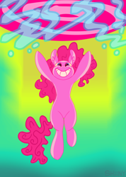 Size: 1500x2101 | Tagged: safe, artist:shiiiny, imported from derpibooru, pinkie pie, earth pony, pony, smile hd, ear fluff, eyestrain warning, female, floating, g4, grin, mare, ponytober, smiling, solo, spirit bomb, wide eyes