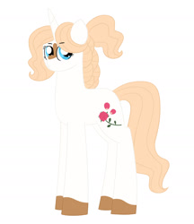 Size: 1623x1880 | Tagged: safe, artist:queenderpyturtle, imported from derpibooru, oc, oc:rosegold, pony, unicorn, female, magical gay spawn, mare, offspring, parent:prince blueblood, parent:sunburst, simple background, solo, white background