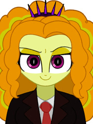 Size: 1500x2000 | Tagged: safe, artist:kid wizard, imported from derpibooru, adagio dazzle, human, equestria girls, clothes, female, lidded eyes, looking at you, necktie, shirt, simple background, smiling, solo, suit, white background