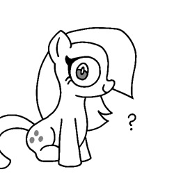 Size: 500x500 | Tagged: safe, artist:kid wizard, imported from derpibooru, marble pie, earth pony, pony, female, grayscale, looking at you, mare, monochrome, question mark, simple background, sitting, smiling, solo, white background