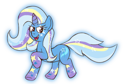 Size: 1021x697 | Tagged: safe, artist:xppp1n, imported from ponybooru, trixie, unicorn, alternate hairstyle, female, mare, rainbow power, rainbow power-ified, smiling, solo