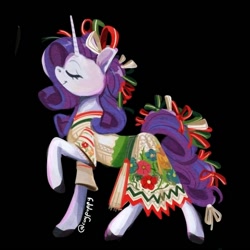 Size: 720x720 | Tagged: safe, artist:coypuppy, imported from derpibooru, rarity, pony, unicorn, black background, clothes, dress, mexico, simple background, solo