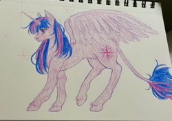 Size: 2736x1917 | Tagged: safe, artist:calicowboye, imported from derpibooru, twilight sparkle, alicorn, pony, female, leonine tail, mare, solo, tail, traditional art, twilight sparkle (alicorn)