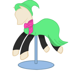 Size: 1000x1000 | Tagged: safe, artist:fluttershy_mop, imported from derpibooru, pony, pony town, clothes, deltarune, dress, mannequin, ralsei, scarf, simple background, socks, the yellow feather, theyellowfeather