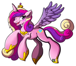 Size: 978x847 | Tagged: safe, artist:sawcraft1, imported from derpibooru, princess cadance, alicorn, pony, female, one eye closed, open mouth, open smile, simple background, smiling, solo, transparent background, wink