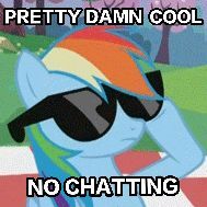 Size: 189x189 | Tagged: safe, edit, edited screencap, imported from derpibooru, screencap, rainbow dash, pegasus, lesson zero, cool, female, meme, solo, sunglasses, text