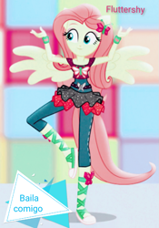 Size: 683x976 | Tagged: safe, artist:andrabutnariu, edit, imported from derpibooru, fluttershy, human, dance magic, equestria girls, spoiler:eqg specials, album cover, baila conmigo, selena gomez