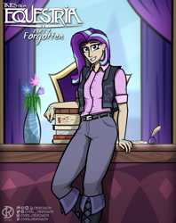 Size: 1280x1613 | Tagged: safe, artist:deroach, imported from derpibooru, starlight glimmer, human, book, clothes, desk, equestria project humanized, fanfic, fanfic art, female, headmare starlight, humanized, solo