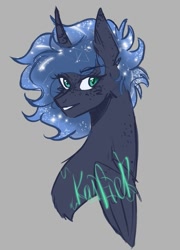 Size: 777x1080 | Tagged: safe, artist:kaifeather, imported from derpibooru, princess luna, alicorn, pony, cute, short hair, solo