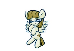 Size: 1072x740 | Tagged: safe, artist:zutcha, imported from derpibooru, zippoorwhill, pegasus, pony, female, filly, flying, foal, glasses, simple background, smiling, solo, white background