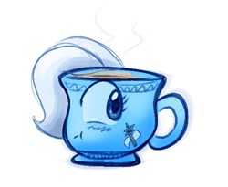 Size: 487x399 | Tagged: safe, artist:zutcha, imported from derpibooru, trixie, :t, cup, female, inanimate tf, objectification, simple background, solo, teacup, that pony sure does love teacups, transformation, white background