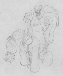 Size: 1613x1944 | Tagged: safe, artist:wapamario63, imported from ponybooru, kerfuffle, pegasus, pony, amputee, clothes, cute, female, happy, mare, monochrome, open mouth, prosthetic limb, prosthetics, sketch, solo, traditional art