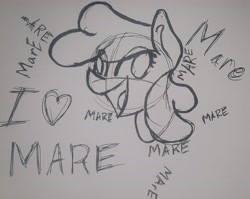 Size: 2736x2174 | Tagged: safe, artist:raredonk, imported from ponybooru, oc, oc only, pegasus, pony, bust, crazy face, derp, faic, female, heart, mare, sketch, smiling, traditional art, yelling