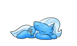 Size: 1280x770 | Tagged: safe, artist:zutcha, imported from derpibooru, trixie, pony, unicorn, female, simple background, sleeping, solo, white background