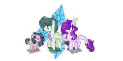 Size: 2000x1000 | Tagged: safe, artist:pandastars1109, imported from derpibooru, oc, oc only, oc:diamond moonlight, oc:emerald clarity, oc:healing crystal, dracony, hybrid, cross-popping veins, cutie mark background, emanata, foal, interspecies offspring, offspring, parent:rarity, parent:spike, parents:sparity, siblings, simple background, transparent background, trio