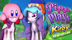 Size: 1920x1080 | Tagged: safe, artist:pika-robo, imported from derpibooru, izzy moonbow, pipp petals, pegasus, pony, unicorn, series:pipp plays, 3d, adorapipp, bandana waddle dee, bipedal, crossover, cute, dancing, fake thumbnail, female, folded wings, frown, g4, g5, g5 to g4, gamer izzy moonbow, gamer pipp, gaming headset, generation leap, group, headset, kirby, kirby (series), kirby and the forgotten land, kirby fits on everything, let's play, mare, nintendo, pipp petals is not amused, smiling, source filmmaker, unamused, video game, wings, youtube thumbnail