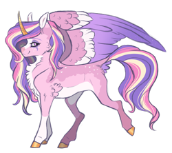Size: 3346x2975 | Tagged: safe, artist:venommocity, imported from derpibooru, princess cadance, pony, colored hooves, colored horn, colored wings, curved horn, dock, g4, horn, multicolored wings, simple background, slim, solo, tail, transparent background, wings