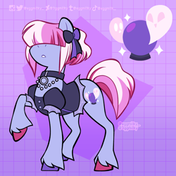 Size: 2048x2048 | Tagged: safe, artist:3ggmilky, imported from derpibooru, oc, oc only, pony, bow, choker, clothes, hair bow, solo, unshorn fetlocks