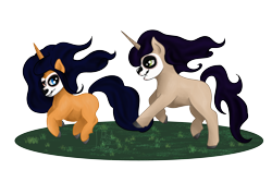 Size: 4000x2500 | Tagged: safe, artist:loopina, imported from derpibooru, oc, oc:skull amor, oc:skull rose, unicorn, cute, dia de los muertos, duo, face paint, female, filly, foal, happy, mexico, pocctober, run, siblings, simple background, sisters, transparent background