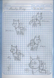 Size: 809x1170 | Tagged: safe, artist:alejandrogmj, derpibooru exclusive, imported from derpibooru, oc, unnamed oc, changeling, pony, changeling oc, graph paper, pointy ponies, sketch, spanish, traditional art
