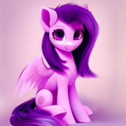 Size: 1024x1024 | Tagged: safe, imported from derpibooru, oc, oc only, pegasus, pony, ai content, ai generated, cute, female, generator:pony diffusion v1, generator:stable diffusion, looking at you, mare, prompter:siber, sitting, smiling, solo