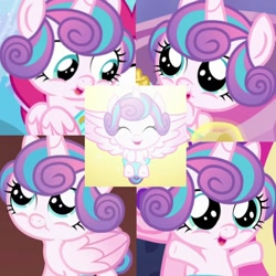 Size: 720x720 | Tagged: safe, artist:megalobronia, edit, imported from derpibooru, screencap, princess flurry heart, alicorn, pony, a flurry of emotions, best gift ever, season 6, season 7, the crystalling, the times they are a changeling, baby, baby pony, collage, cute, flurrybetes, hasbro is trying to murder us, solo