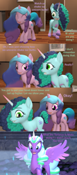 Size: 1920x4320 | Tagged: safe, artist:papadragon69, imported from derpibooru, izzy moonbow, opaline arcana, alicorn, pony, unicorn, spoiler:g5, spoiler:my little pony: make your mark, 3d, butt shake, comic, even evil has standards, fake cutie mark, female, fit right in (g5), freckles, g4, g5, g5 to g4, generation leap, high res, mare, misty brightdawn, my little pony: a new generation, source filmmaker, spread wings, watch us shake our unicorn butts, wings