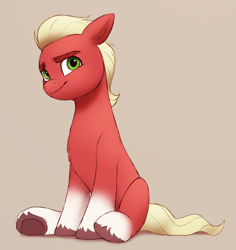 Size: 850x900 | Tagged: safe, artist:luminousdazzle, imported from derpibooru, sprout cloverleaf, earth pony, pony, cute, g5, green eyes, male, simple background, sitting, smiling, solo, sproutbetes, stallion, unshorn fetlocks