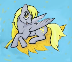 Size: 1024x890 | Tagged: safe, artist:tielgar, imported from derpibooru, derpy hooves, pegasus, pony, autumn, leaf, solo