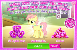 Size: 1964x1300 | Tagged: safe, imported from derpibooru, high tide (g4), earth pony, pony, advertisement, costs real money, english, female, gameloft, gem, jewelry, mare, necklace, numbers, official, pink mane, pink tail, sale, solo, solo focus, tail, text, yellow coat, yellow fur