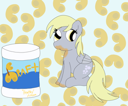 Size: 6048x5036 | Tagged: safe, artist:pinkiepie69, imported from derpibooru, derpy hooves, pegasus, cheese, food, macaroni, macaroni and cheese, messy eating, pasta, solo