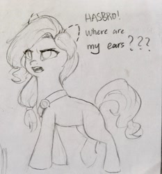 Size: 1745x1874 | Tagged: safe, artist:rily, imported from derpibooru, earth pony, pony, chinese, female, g5, hasbro, jazz has no ears, jazz hooves, mare, my little pony: make your mark, no ears, photo, sketch, solo, traditional art