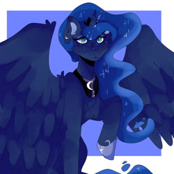 Size: 1280x1280 | Tagged: safe, artist:jupiterscent, imported from derpibooru, princess luna, alicorn, pony, freckles, raised hoof, solo