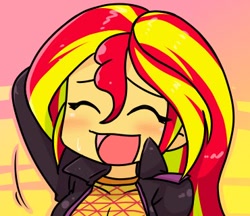 Size: 370x320 | Tagged: safe, artist:batipin, imported from derpibooru, sunset shimmer, human, equestria girls, anime style, cute, eyes closed, female, open mouth, shimmerbetes, solo