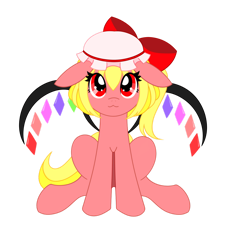 Size: 1024x1139 | Tagged: safe, artist:sohmasatori, imported from derpibooru, pony, crossover, female, flandre scarlet, hat, mare, ponified, simple background, solo, touhou, transparent background