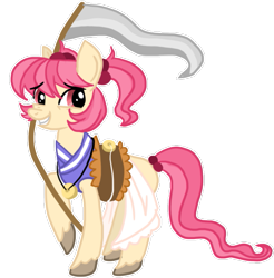 Size: 661x671 | Tagged: safe, artist:narcio, imported from derpibooru, pony, crossover, female, mare, onozuka komachi, ponified, scythe, simple background, solo, touhou, transparent background