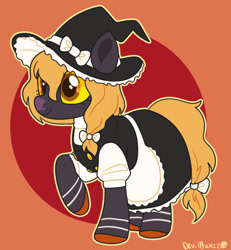 Size: 540x585 | Tagged: safe, artist:devilbunzz, imported from derpibooru, pony, clothes, crossover, cute, dress, female, hat, kirisame marisa, mare, ponified, solo, touhou, witch, witch hat