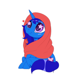 Size: 9000x9000 | Tagged: safe, artist:ginnythequeen, imported from derpibooru, oc, oc only, oc:delly, unicorn, blanket, blushing, commission, cute, heart, simple background, sitting, solo, starry eyes, transparent background, wingding eyes