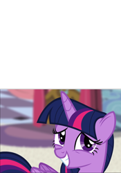 Size: 1362x1941 | Tagged: safe, edit, edited screencap, imported from derpibooru, screencap, twilight sparkle, alicorn, pony, princess twilight sparkle (episode), season 4, awkward smile, bed, bedroom, canterlot castle, caption, cute, female, grin, mare, meme, meme template, nervous, nervous grin, reaction, reaction image, smiling, solo, teeth, twiabetes, twilight sparkle (alicorn)