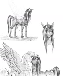 Size: 1100x1333 | Tagged: safe, artist:baron engel, imported from derpibooru, oc, oc only, oc:fantasy, oc:sky brush, pegasus, pony, butt, female, kissing, male, mare, monochrome, pencil drawing, plot, shower, simple background, spread wings, stallion, story included, traditional art, wet, wet mane, white background, wingboner, wings