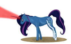 Size: 4000x2500 | Tagged: safe, alternate version, artist:loopina, imported from derpibooru, oc, oc only, oc:abyss, unicorn, blast, female, fight, magic, magic blast, pocctober, red, simple background, solo, transparent background