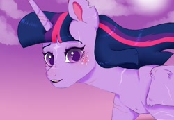 Size: 1286x892 | Tagged: safe, artist:woollyart, imported from derpibooru, twilight sparkle, alicorn, pony, alternative cutie mark placement, female, looking at you, mare, open mouth, scar, solo, twilight sparkle (alicorn)