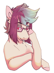 Size: 1102x1472 | Tagged: safe, artist:eggoatt, imported from twibooru, oc, oc only, oc:thelxiepeia, earth pony, pony, ear piercing, earring, glasses, image, jewelry, piercing, png, simple background, transparent background